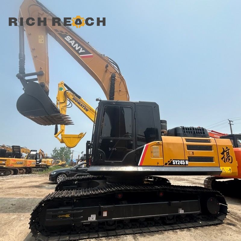 Equipment nameplate and hour meter of a 2020 SANY 245H excavator, priced at $34,722